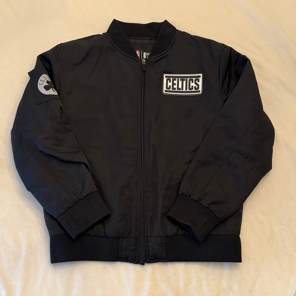 Big Kids Celtics Black Bomber Jacket, sz 14/16